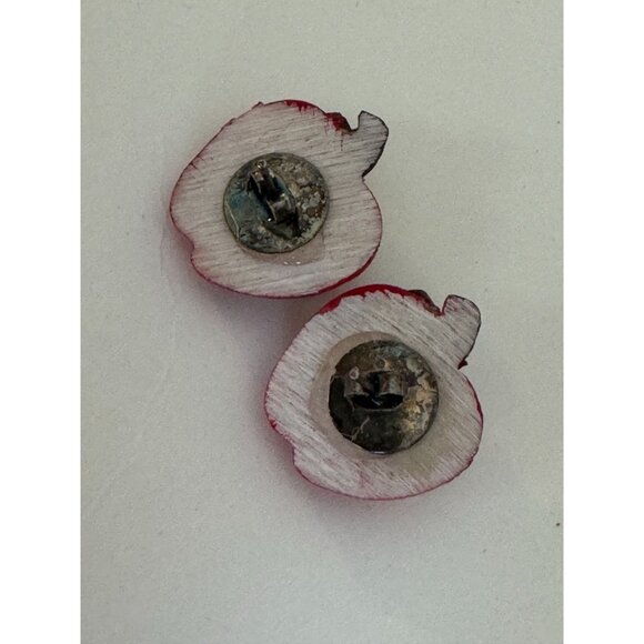 Apple Shaped Stud Earrings Vintage Teacher School Fruit Fall Harvest Jewelry - Picture 2 of 4